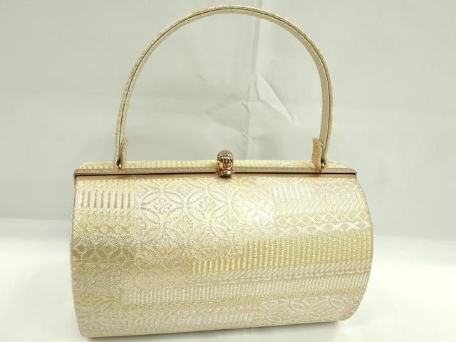 平和屋着物▽和装小物 和装バッグ ハンドバッグ 七宝花文 金銀糸 逸品