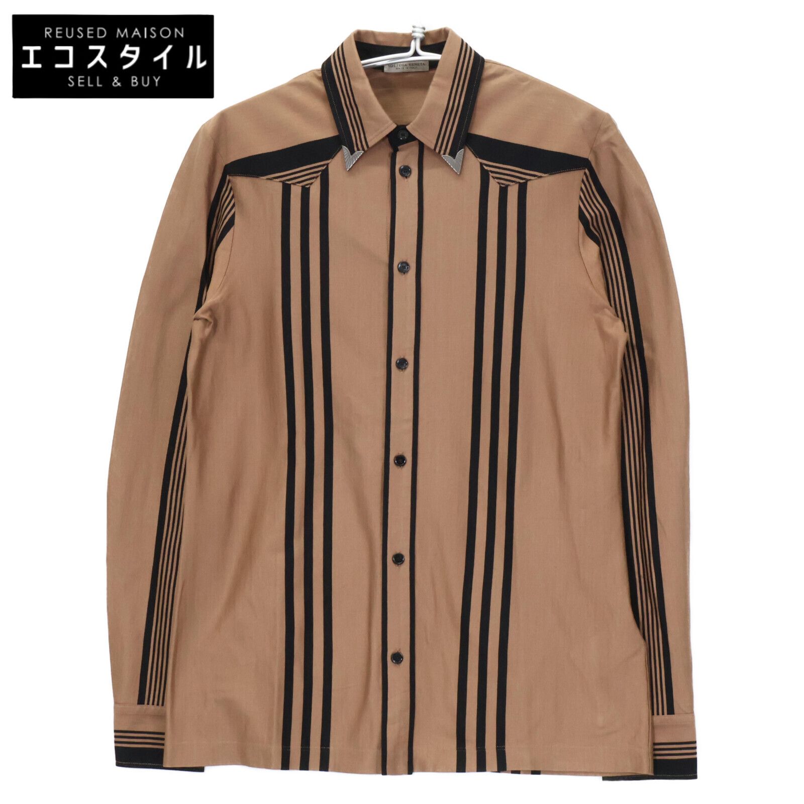 BOTTEGA VENETA ボッテガヴェネタ ﾌﾞﾗｳﾝ 50924 ｽﾄﾗｲﾌﾟ ｳｴｽﾀﾝｼｬﾂ 46