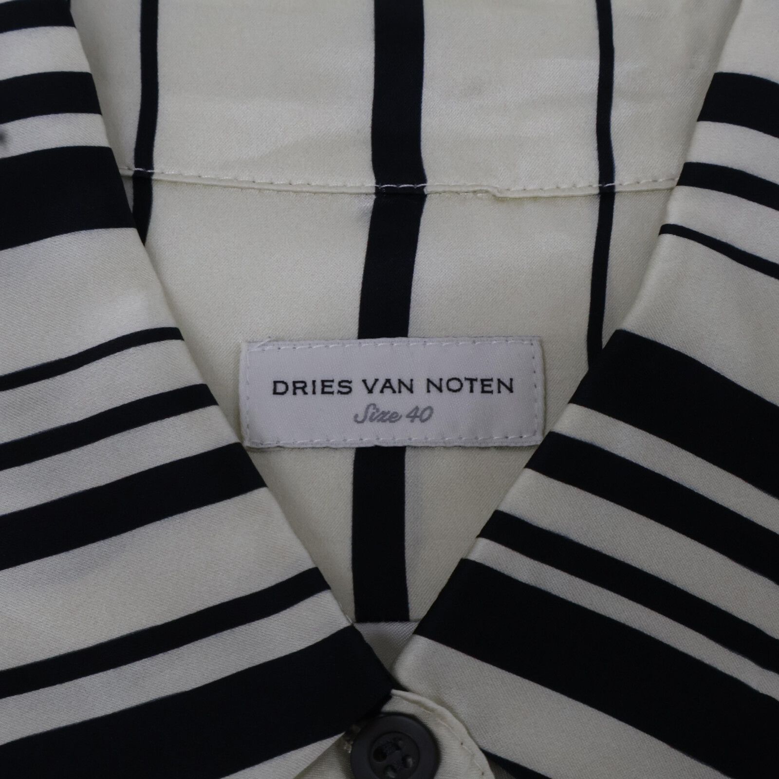 DRIES VAN NOTEN ドリスヴァンノッテン ｱｲﾎﾞﾘｰ×ﾌﾞﾗｯｸ ﾎﾞｰﾀﾞｰ ｼﾙｸ ｼｬﾂ