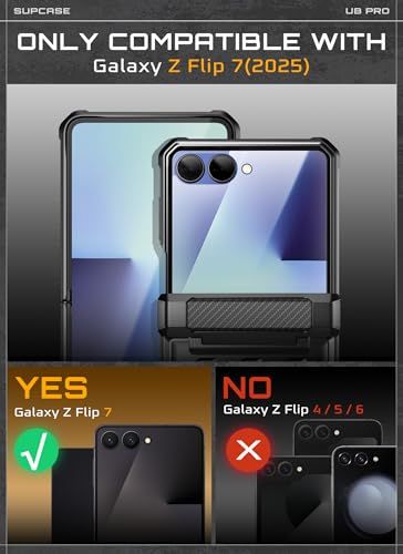 SUPCASE Samsung Galaxy Z Flip 7用ケース スタンド ベルトクリップ付き Unicorn Beetle Pro ヒンジ保護 フロントスクリーンプロテクター 7用フルボディ頑丈な保護フォンケmm