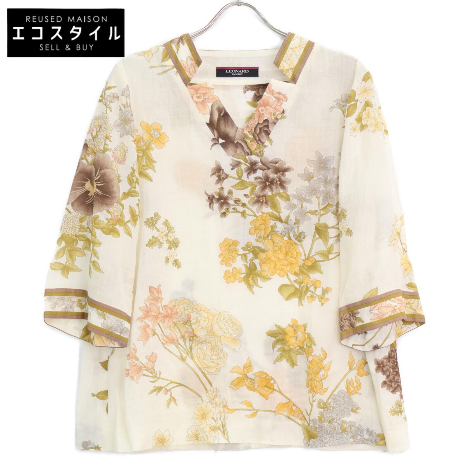 LEONARD レオナール ｱｲﾎﾞﾘｰ 花柄 ﾌﾞﾗｳｽ 36