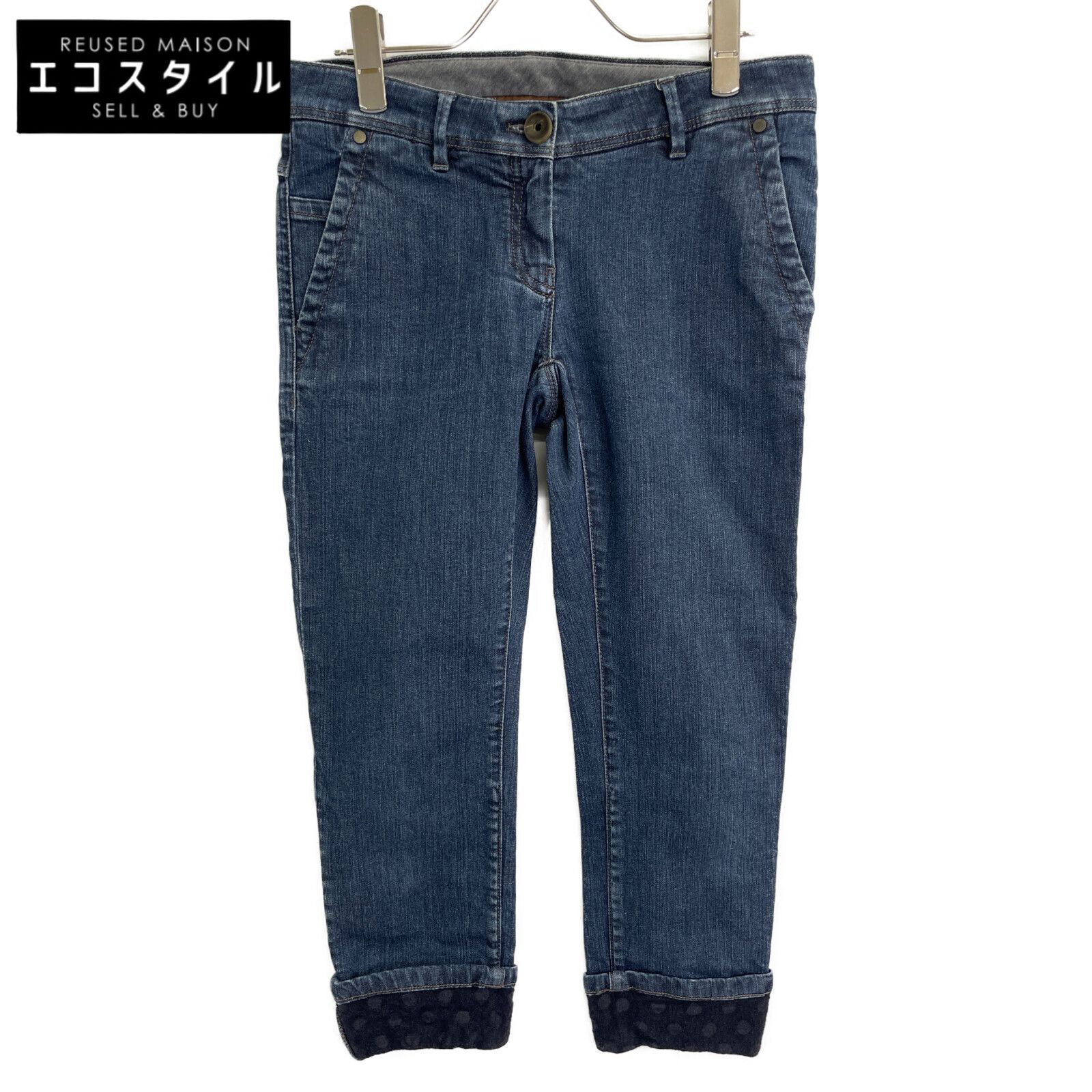 BRUNELLO CUCINELLI ブルネロクチネリ MPLI7P5090 ﾌﾞﾙｰ ｺｯﾄﾝ ﾛｰﾙｱｯﾌﾟ