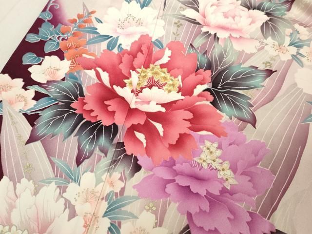 平和屋着物□豪華振袖 刺繍 草花文 牡丹 暈し染め 金彩 正絹 逸品