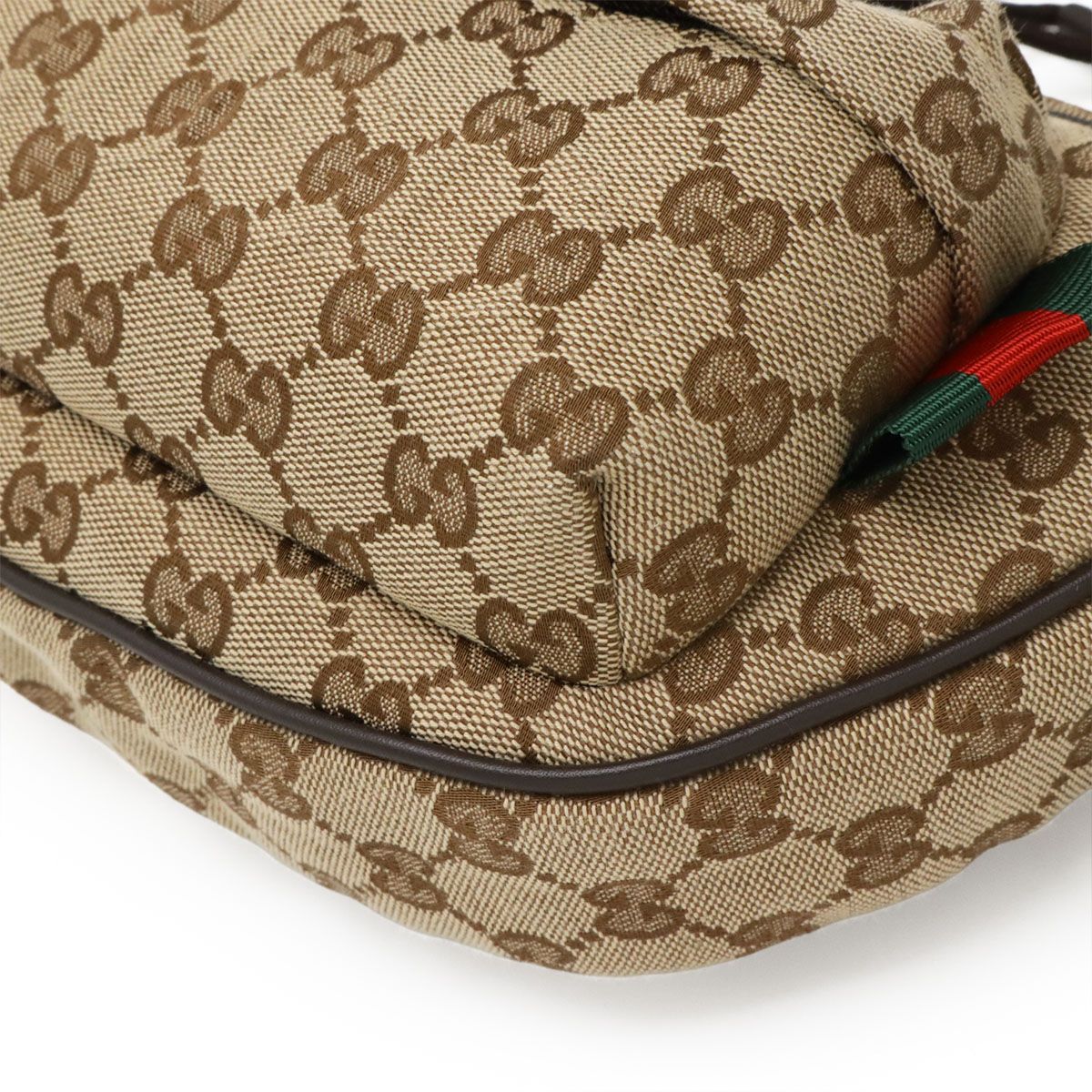 未使用品□GUCCI グッチ 802096 GGキャンバス ラージ スリングバッグ 一部レザー ウェブライン ボディバッグ ベージュ 定価275000円 GUCCI グッチ GGキャンバス ラージ スリングバッグ ボディバッグ