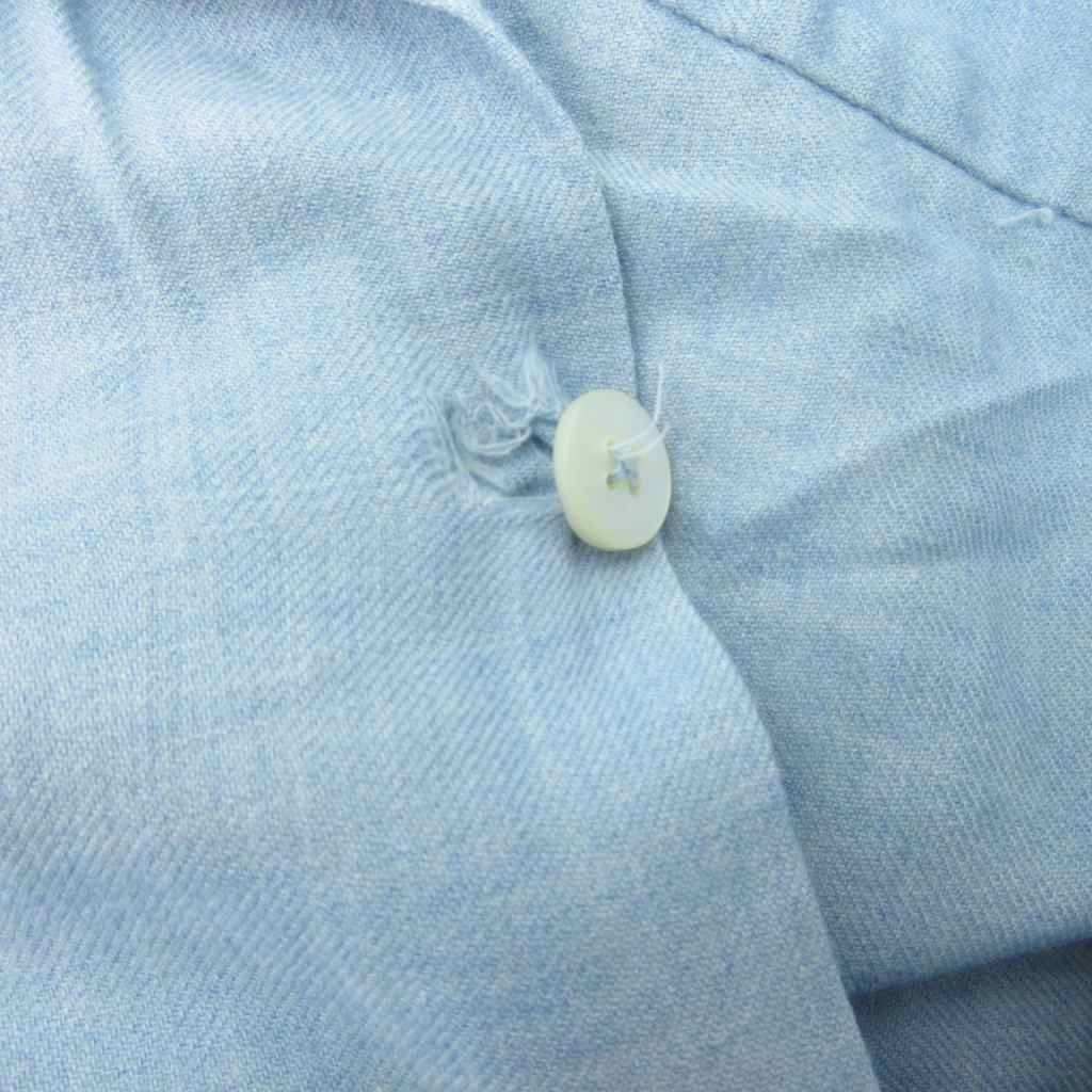 【中古】サックスフィフスアベニュー 50s オープンカラーシャツ 開襟 ウール コットン 長袖 M 水色 ライトブルー サックスフィフスアベニュー SAKS FIFTH AVENUE ヴィンテージ 50s