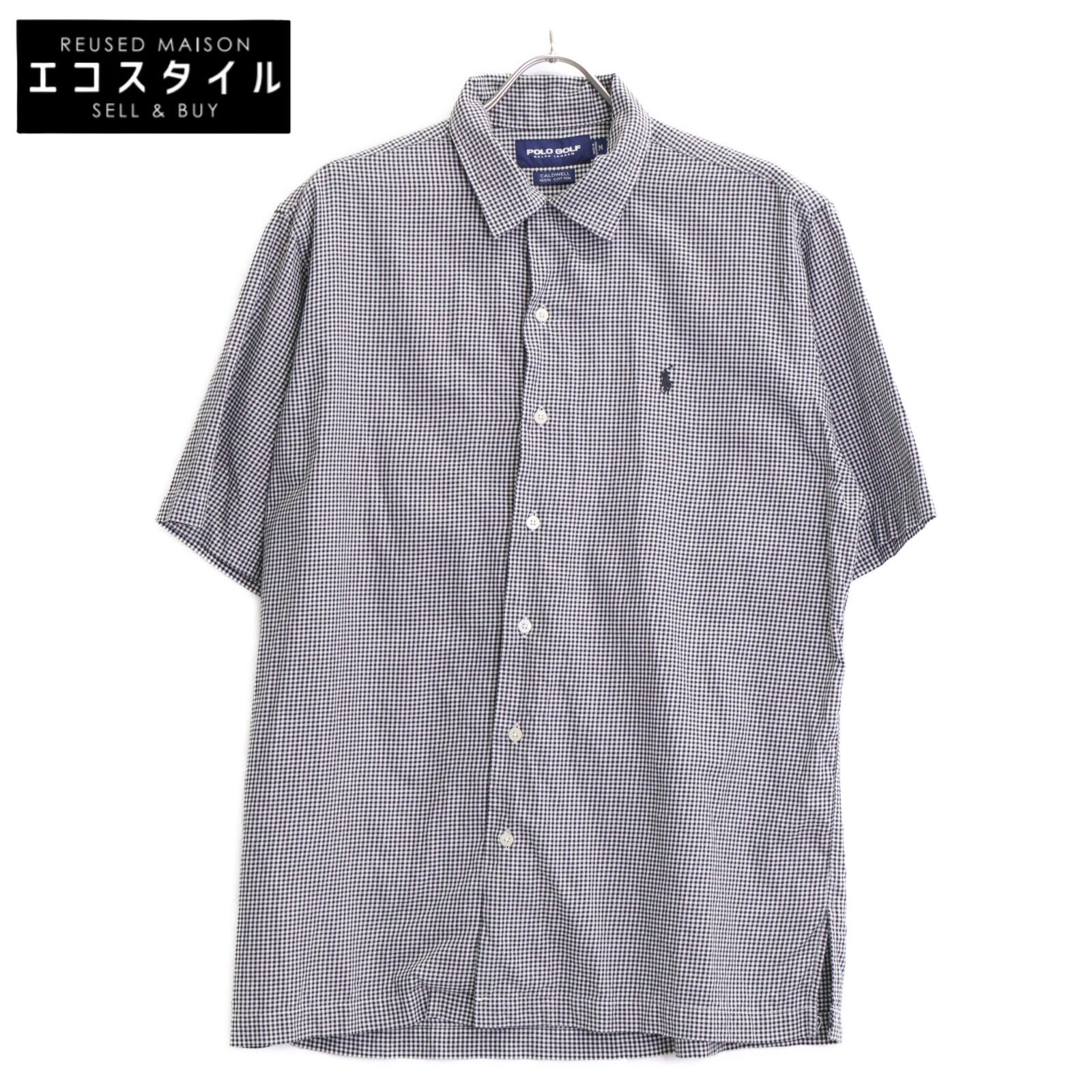 POLO GOLF RalphLauren ポロゴルフラルフローレン 90 s ｷﾞﾝｶﾞﾑﾁｪｯｸ CALDWELL 半袖ﾎﾞｯｸｽｼｬﾂ M