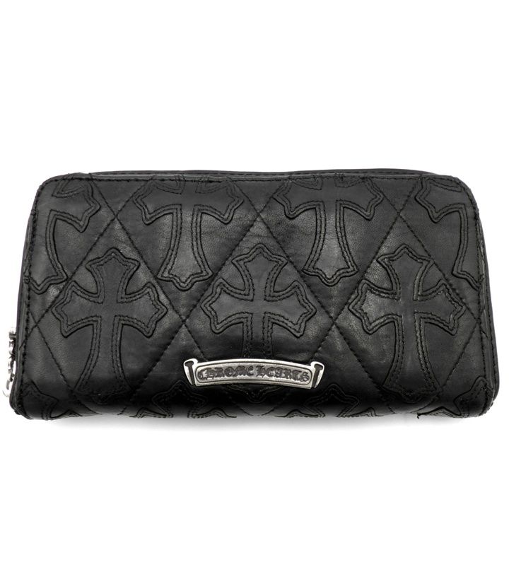 クロムハーツ CHROME HEARTS REC F ZIP QUILTED セメタリークロス キルティング レザー ウォレット 財布 46119