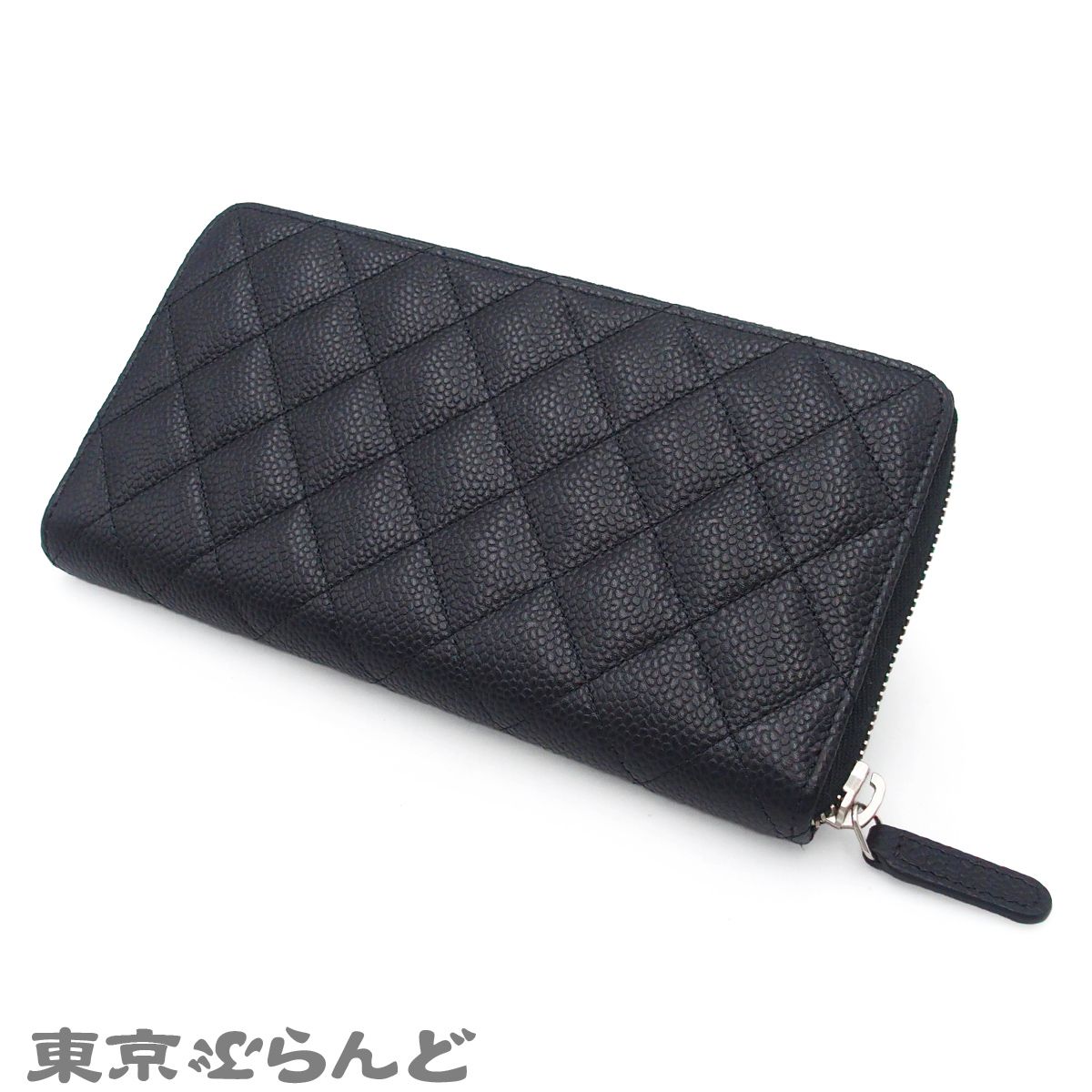 シャネル CHANEL クラシック ロング ジップ ウォレット A 50097 ブラック シルバー金具 キャビアスキン マトラッセ 22番台 長財布 レディース