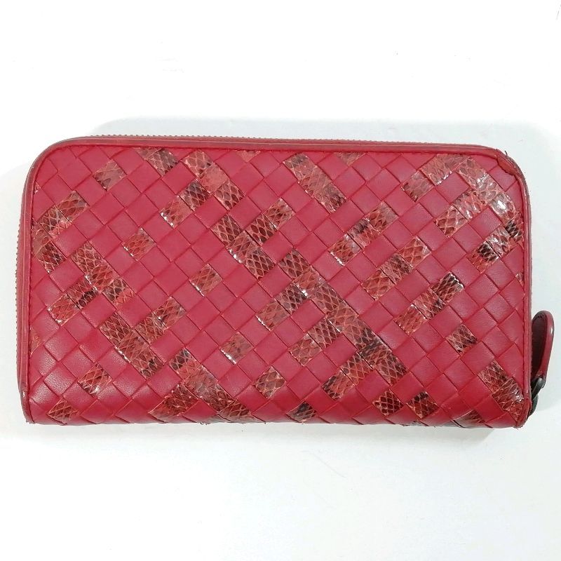 中古】Bottega Veneta イントレチャート ラウンドファスナー長財布