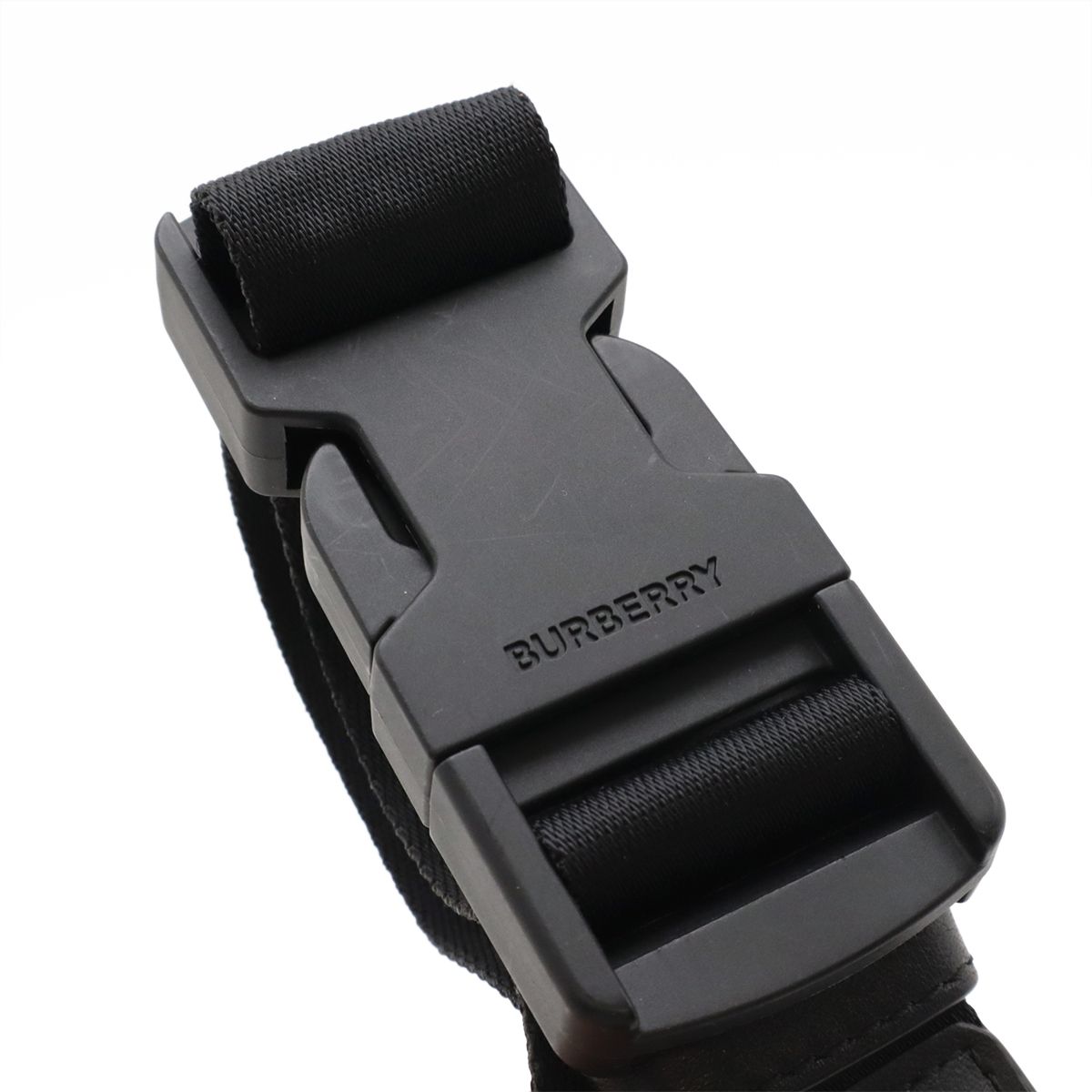 BURBERRY バーバリー ML CANNON キャノン ロゴプリント ボディバッグ バムバッグ ウエストポーチ ナイロン レザー ブラック 黒 BURBERRY バーバリー ML CANNON キャノン ロゴプリント ボディバッグ