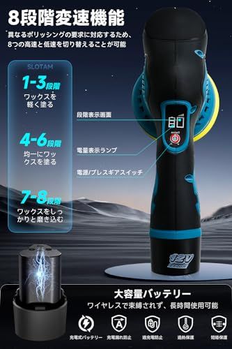 迅速に発送 ポリッシャー 充電式 ダブルアクション 大容量バッテリ一 搭載 車 コードレス 充電式ポリッシャー ブルー ed 6249 ab
