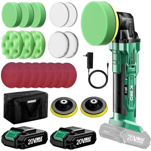 迅速に発送 20 V 2000 mAh バッテリー* 付き ンス型 ポリッシャー KIMO コードレス 車 100 mm 充電式 電動 6段階スピード調整 1.2 KG 軽量設計 多機能 バフ サンドペーパー*8 交換用研磨デ 223 b 656 a