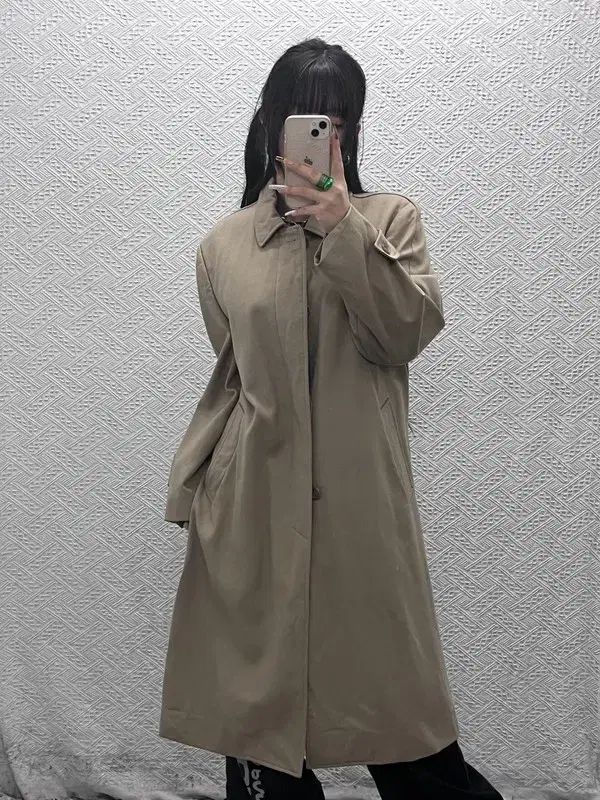 イヴ サンローラン ウール モダンシック カジュアル トレンチ コート 46 C 08041