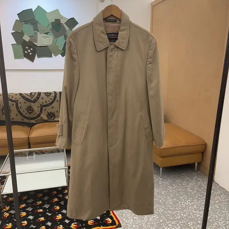 イヴ・サンローラン ウール モダンシック カジュアル トレンチ コート