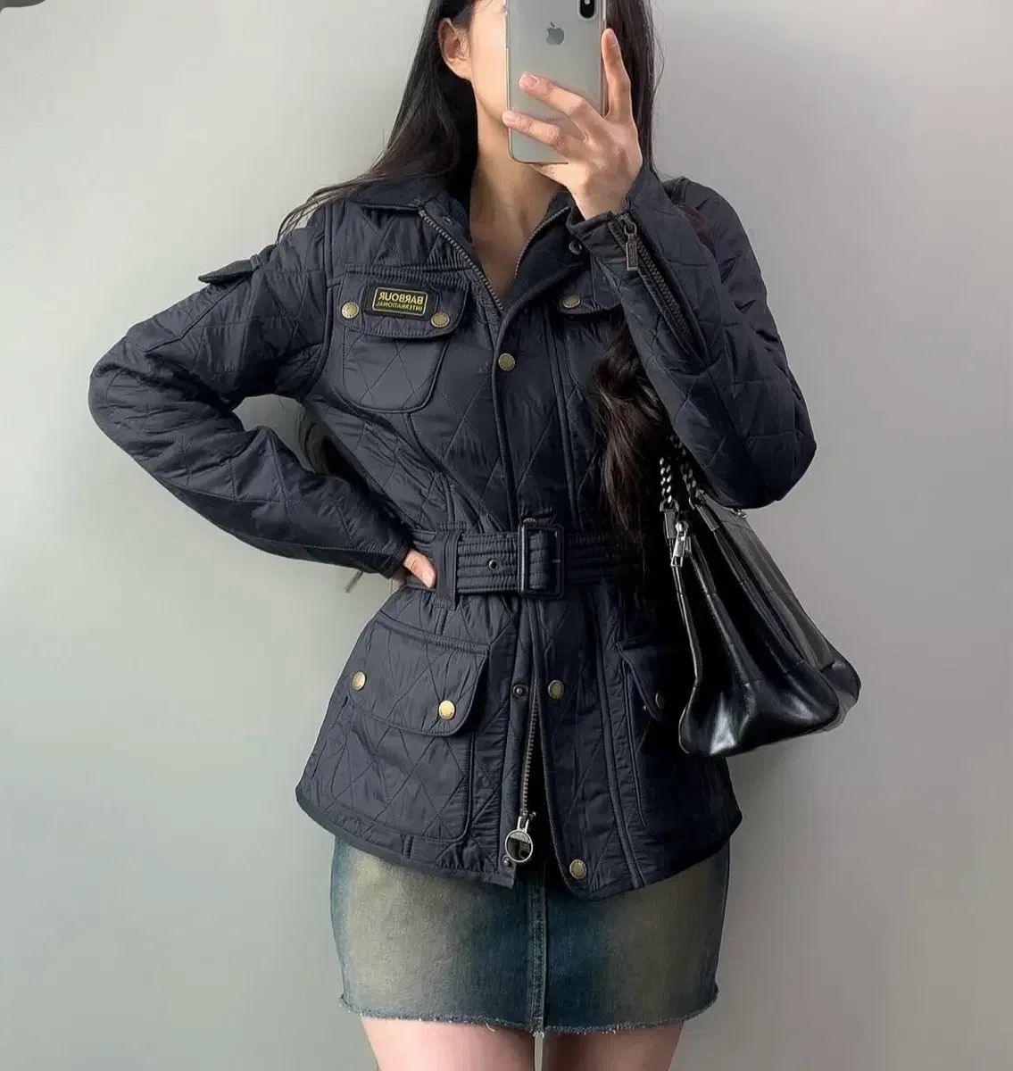 BARBOUR ブラック キルティング ジャケット uk 8