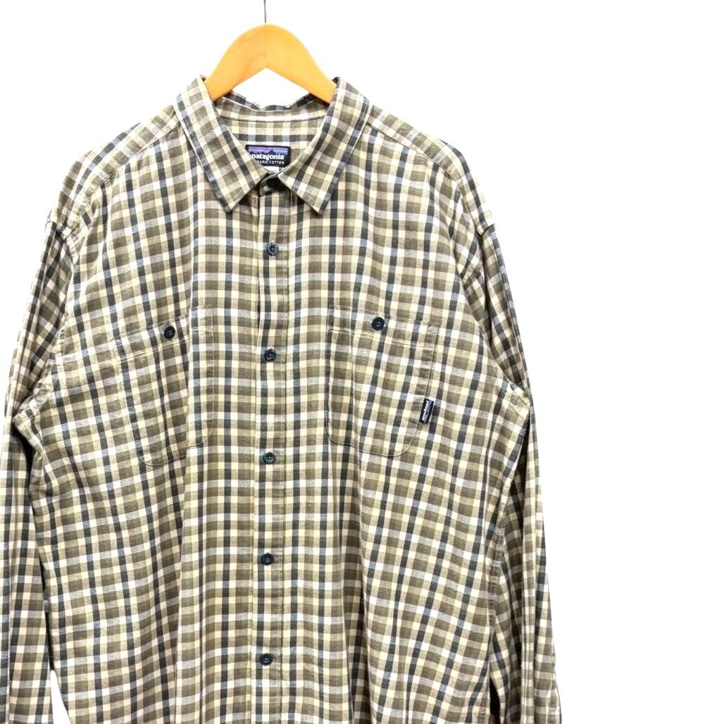 00 s ビンテージ パタゴニア オーガニック コットン チェック シャツ XL ベージュ系 00年代 ヴィンテージ patagonia