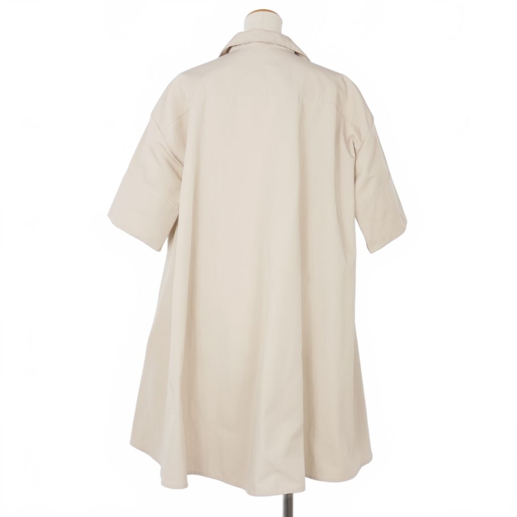 ランバン LANVIN シャツワンピース チュニック 五分袖 フ スキッパーネック 36 ベージュ