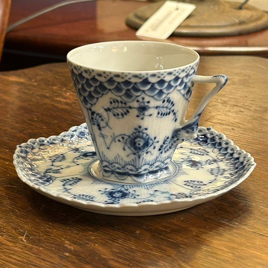 Royal Copenhagen Blue Fluted Double Full Lace Coffee C-S|ロイヤルコペンハーゲン ブルーフルーテッド ダブルフルレース コーヒーカップ-ソーサー