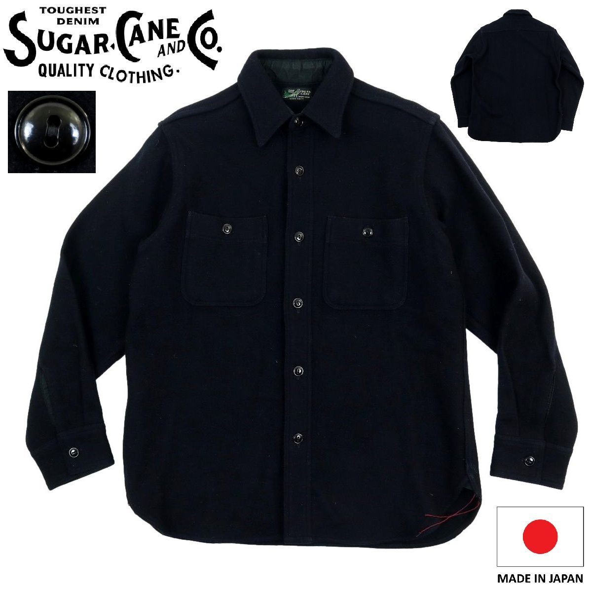 B 3655 日本製 SUGAR CANE シュガーケーン 東洋エンタープライズ 長袖シャツ CPOシャツ メルトン SC 11578 サイズM