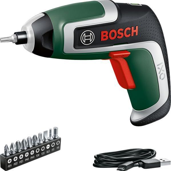 BOSCH ﾎﾞｯｼｭ コードレスドライバー 本体のみ ビットセット 10本 マグネットビットホルダー マイクロUSBケーブル Type-B キャリングケース IXO 7