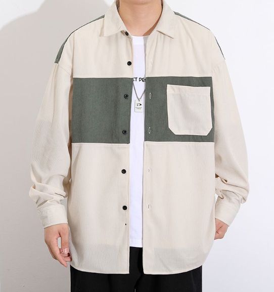 長袖シャツ メンズ カジュアルシャツ トップス シャツ ボタンダウンシャツ ビジネスシャツ メンズシャツ アプリコット