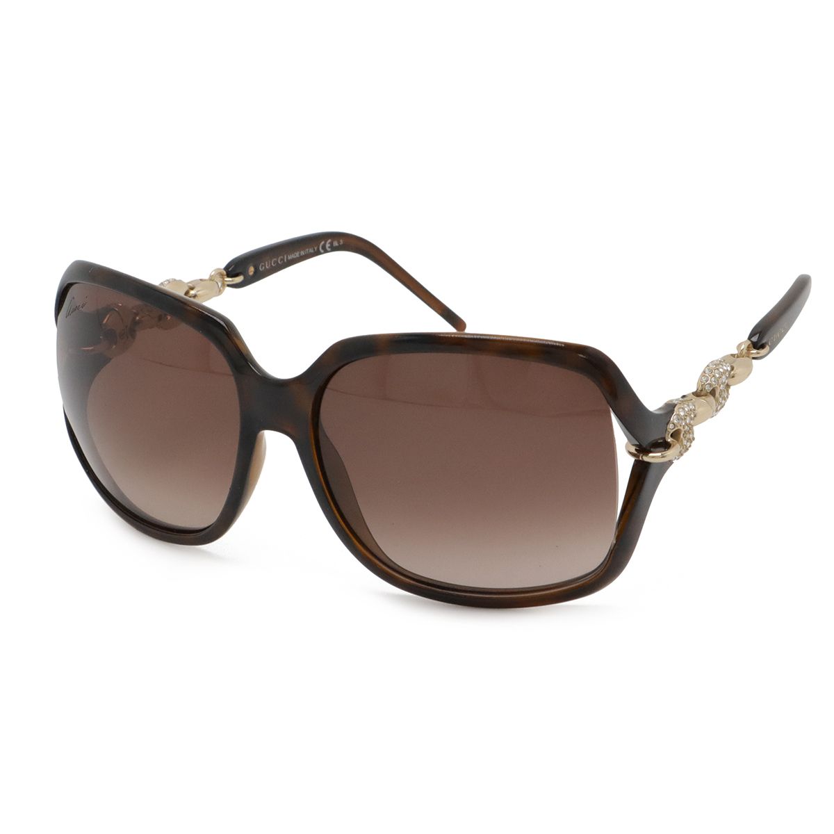 GUCCI グッチ マリナチェーン ラインストーン サングラス バタフライシェイプ ブラウングラデーション ブラウン系マーブル ゴールド金具 GG 3584