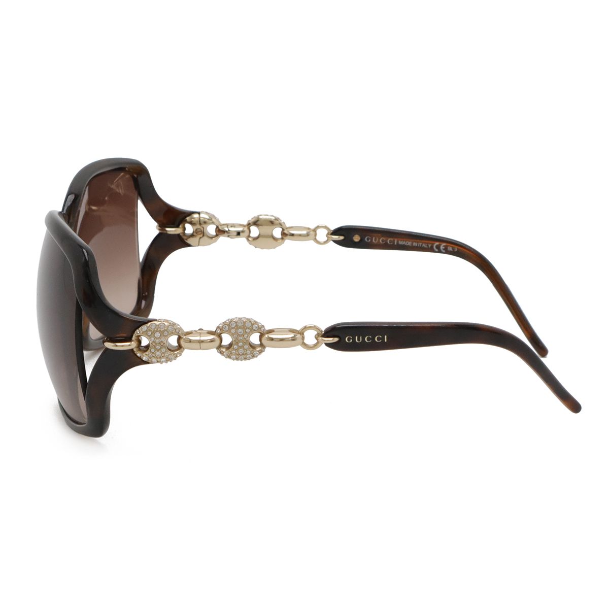 GUCCI グッチ マリナチェーン ラインストーン サングラス バタフライシェイプ ブラウングラデーション ブラウン系マーブル ゴールド金具 GG 3584