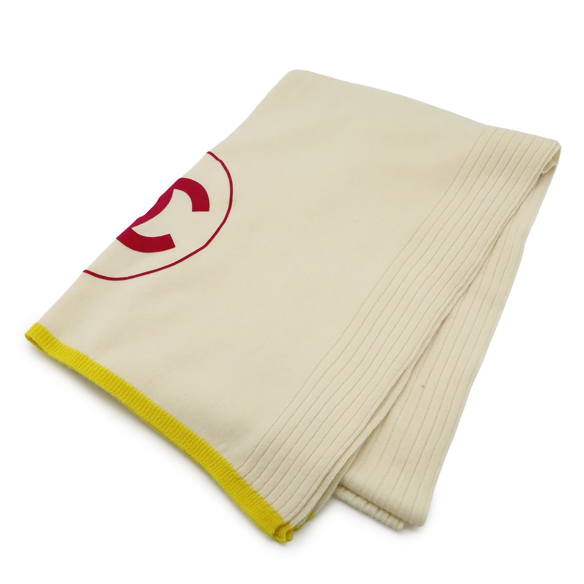 CHANEL シャネル ココマーク ストール マフラー カシミヤ フェルト アイボリー イエロー フューシャ ピンク