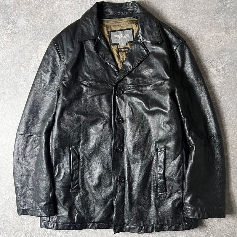 90s WILSONS 脱着 中綿 ライナー 本革 レザー カーコート L / 90年代