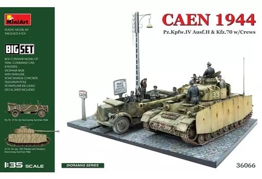 プラモデル 1 35 カーン 1944年 IV号戦車 Ausf H ＆ Kfz 70 w クルーフィギュア8体 ビッグセット MA 36066