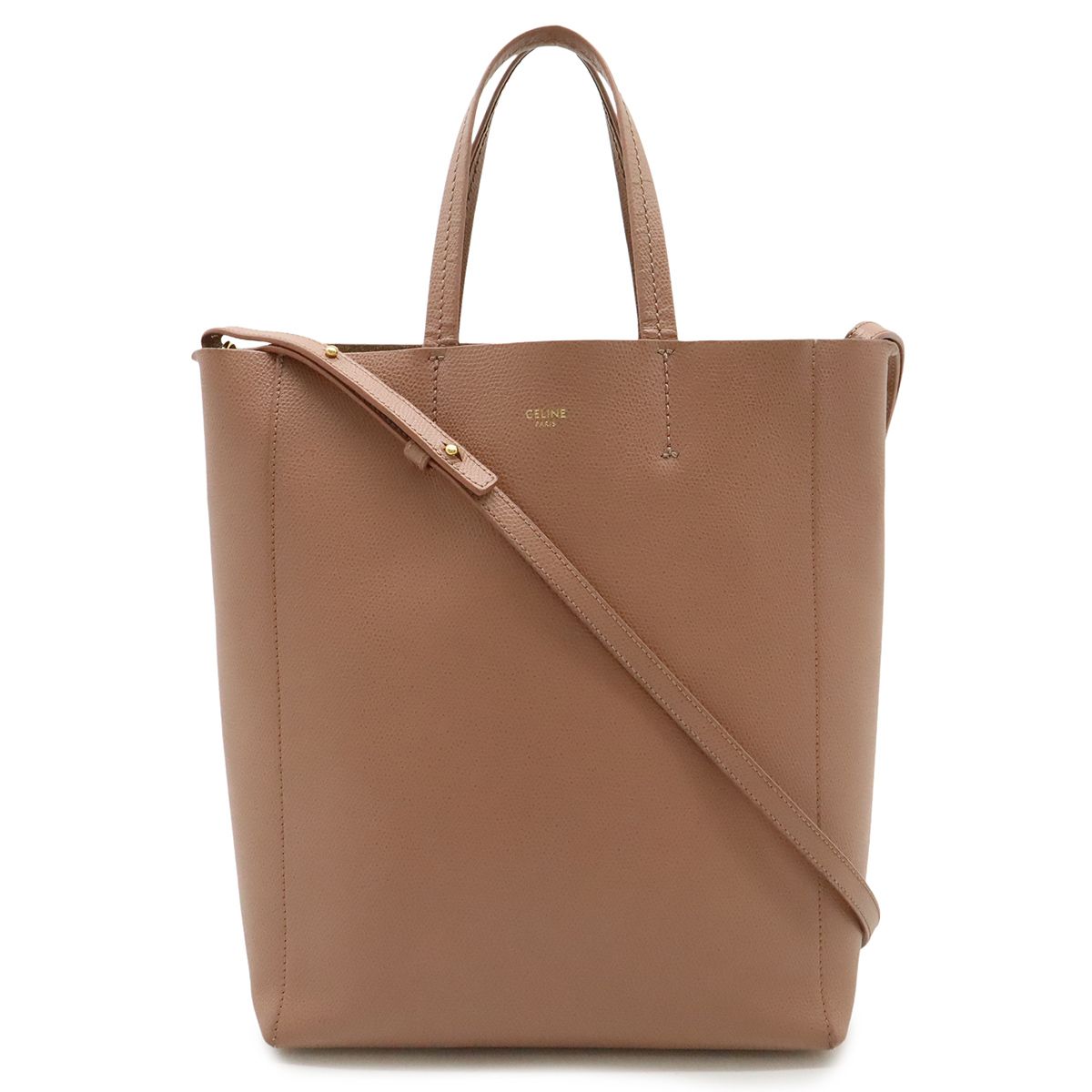 CELINE セリーヌ バーティカルカバ スモール トートバッグ ハンドバッグ 2 WAY ショルダーバッグ レザー ダスティピンク ゴールド金具 189813