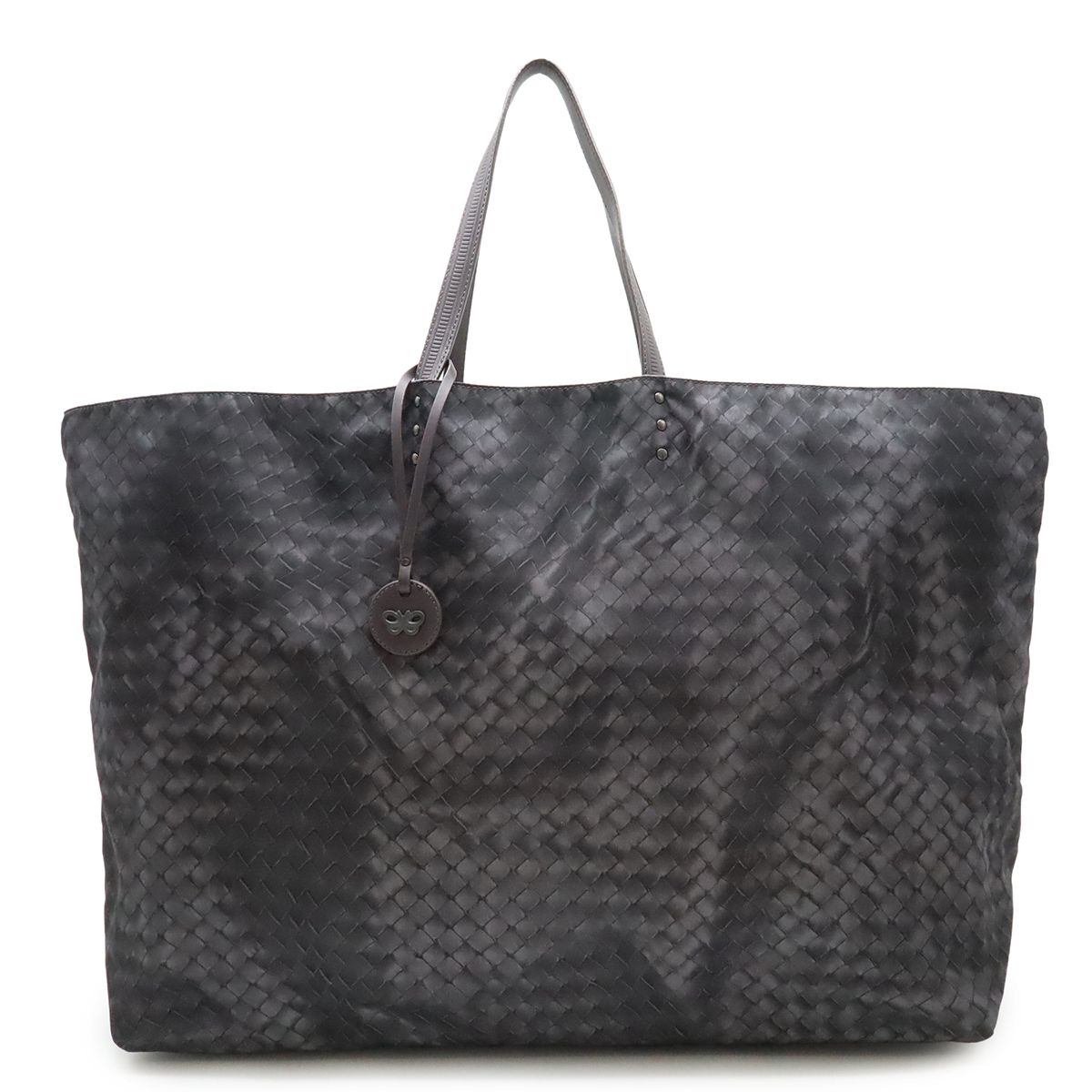 BOTTEGA VENETA ボッテガ ヴェネタ イントレッチオ リュージョン トートバッグ ショルダーバッグ ナイロン レザー グレー チャーム付き