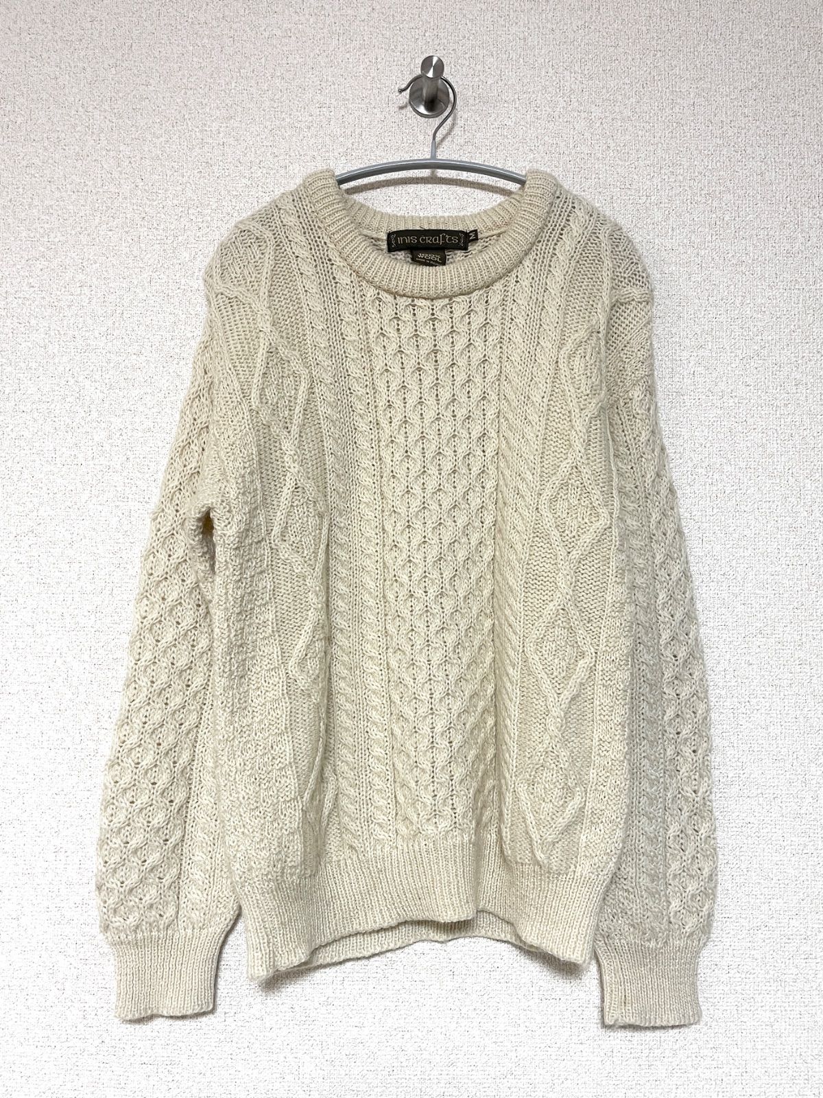 Inis Crafts】90s アイルランド製 フィッシャーマンニット M アラン 