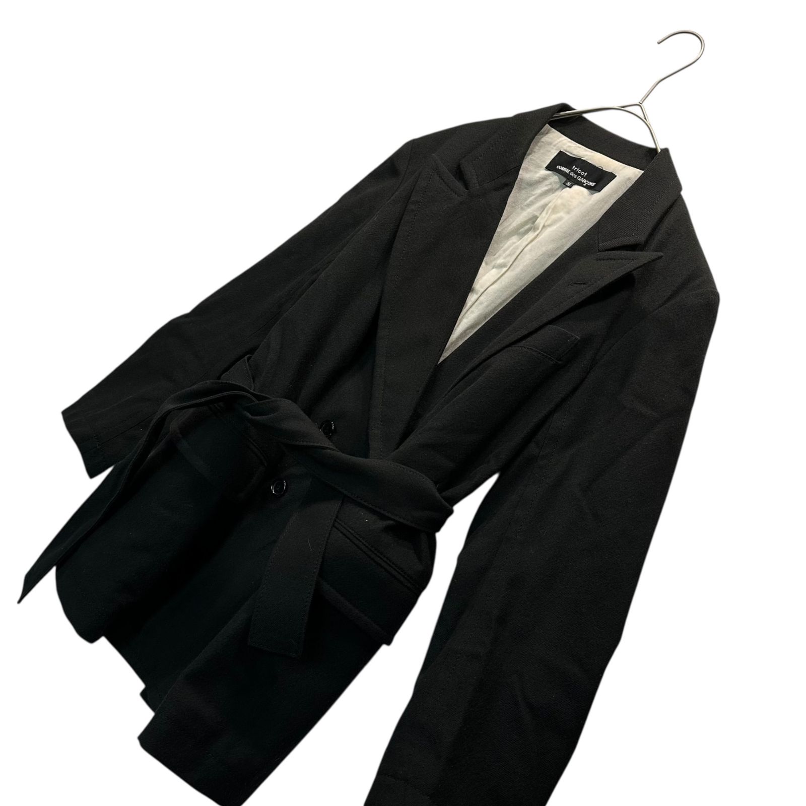 極美品◎トリココムデギャルソン テーラードジャケット ベルベット 黒 M相当 tricot COMME des GARCONS トリココムデギャルソンtricot レザーカラー