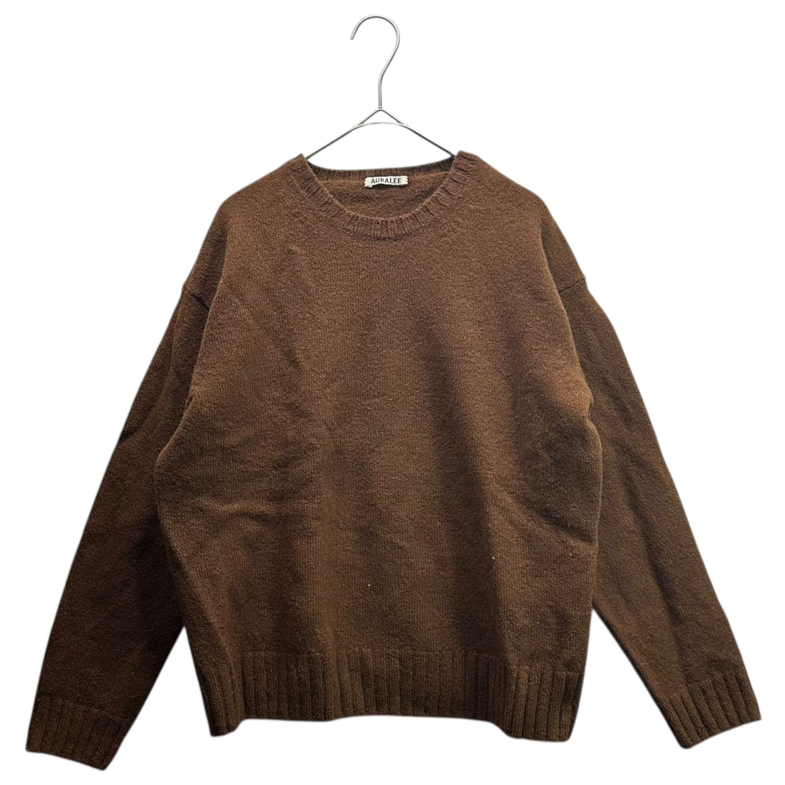 AURALEE オーラリー 18 AW UNEVEN WOOL CORD P O アンイーブン ウール コード プルオーバー ニット 1 レディースM メンズXXS程度 ブラウン