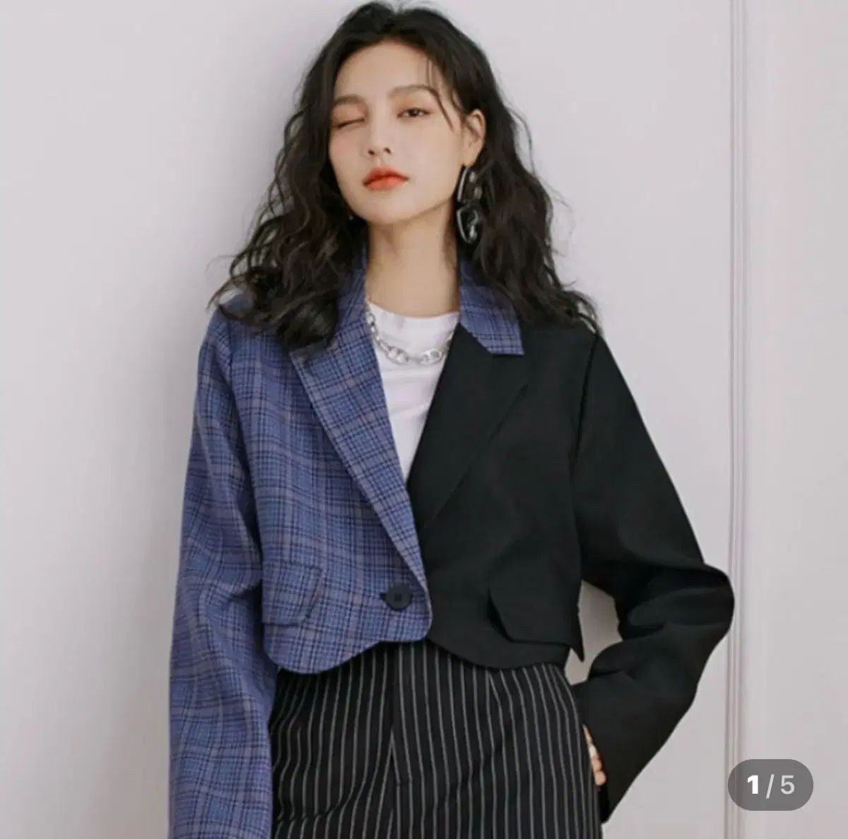 アシンメトリーチェック柄 ジャケット ONE 価格 75000