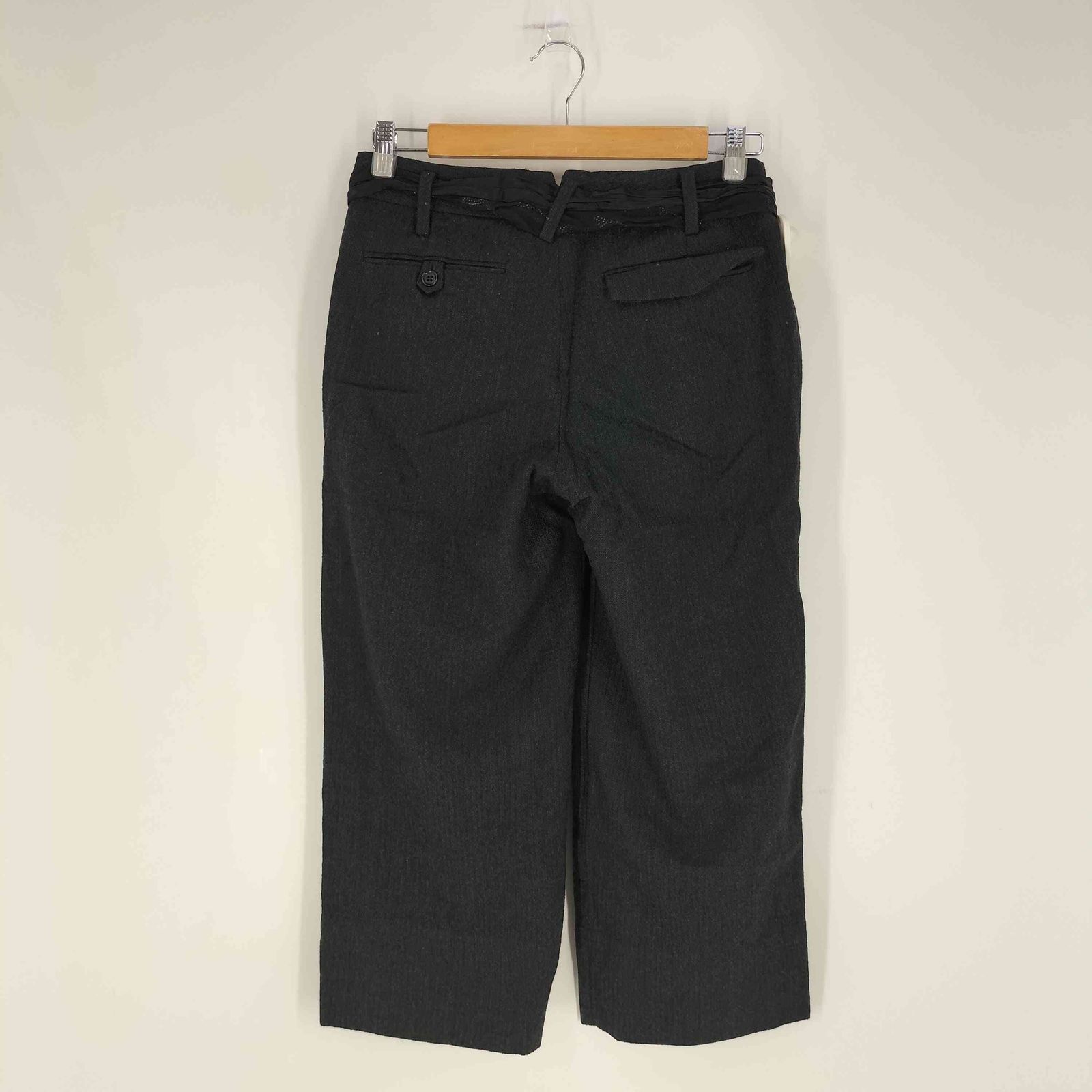 パドカレ　ブラック ウールパンツ パドカレ pas de calais 2タック ウール スカーフベルト スラックス