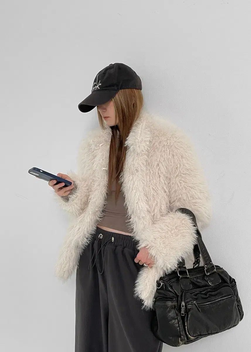 BLACKUP アイボリー ファー ジャケット