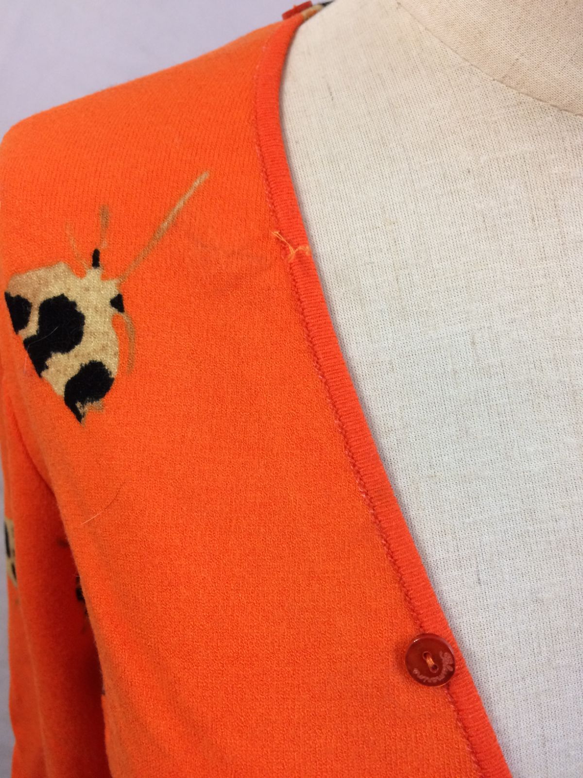 Blumarine ブルマリン オレンジ レオパード柄 ファー カーディガン