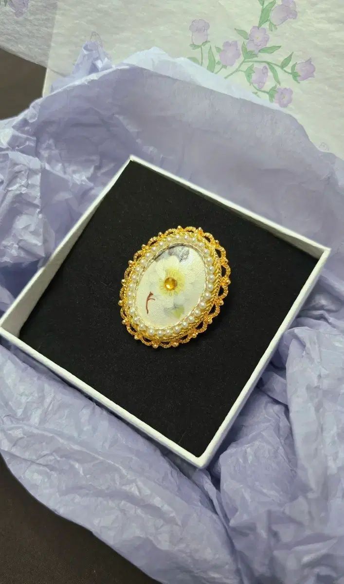 オリジナル ヴィンテージ フローラル パール ブローチ