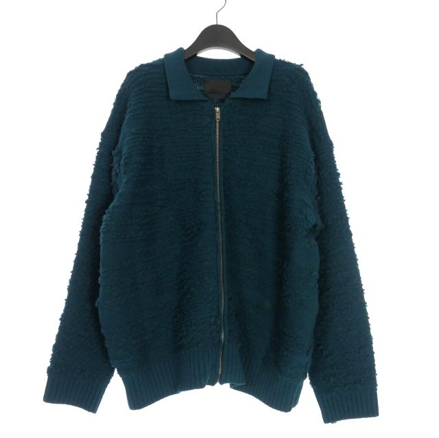 24aw YOKE FRONT ZIP CARDIGAN ネイビー Yoke Boucle Knit Zip Jacket