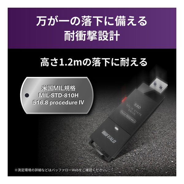 BUFFALO バッファロー SSD 500GB ブラック USB Type-Cコネクタ付属 SSD