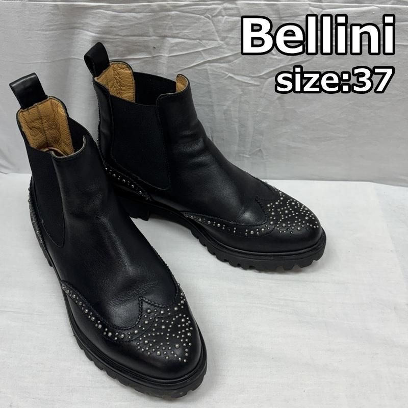 ベリーニ イタリア製 スタッズ デザイン ウイングチップ サイドゴア レザー ショート ブーツ レディース ISItems 古着