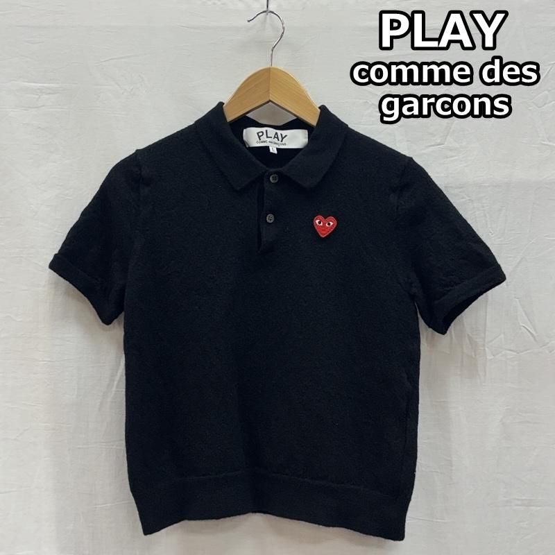 コムデギャルソン AD 2025 8 AX N 094 PLAY プレイ ハートロゴ ウール ニット ポロシャツ メンズ L ISItems 古着