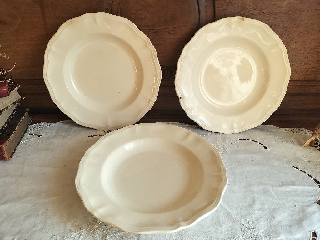 フランス アンティーク 花リム 皿 セット 深皿 サルグミンヌ 25 cm