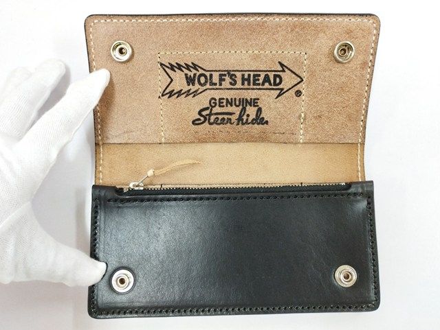 J083 [人気] WOLF'S HEAD ウルフズヘッド 長財布 ホワイト スカル