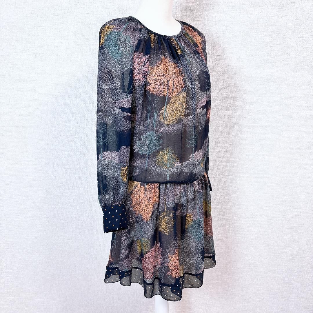 シーバイクロエ 長袖シアーワンピース 36 総柄 ドット袖