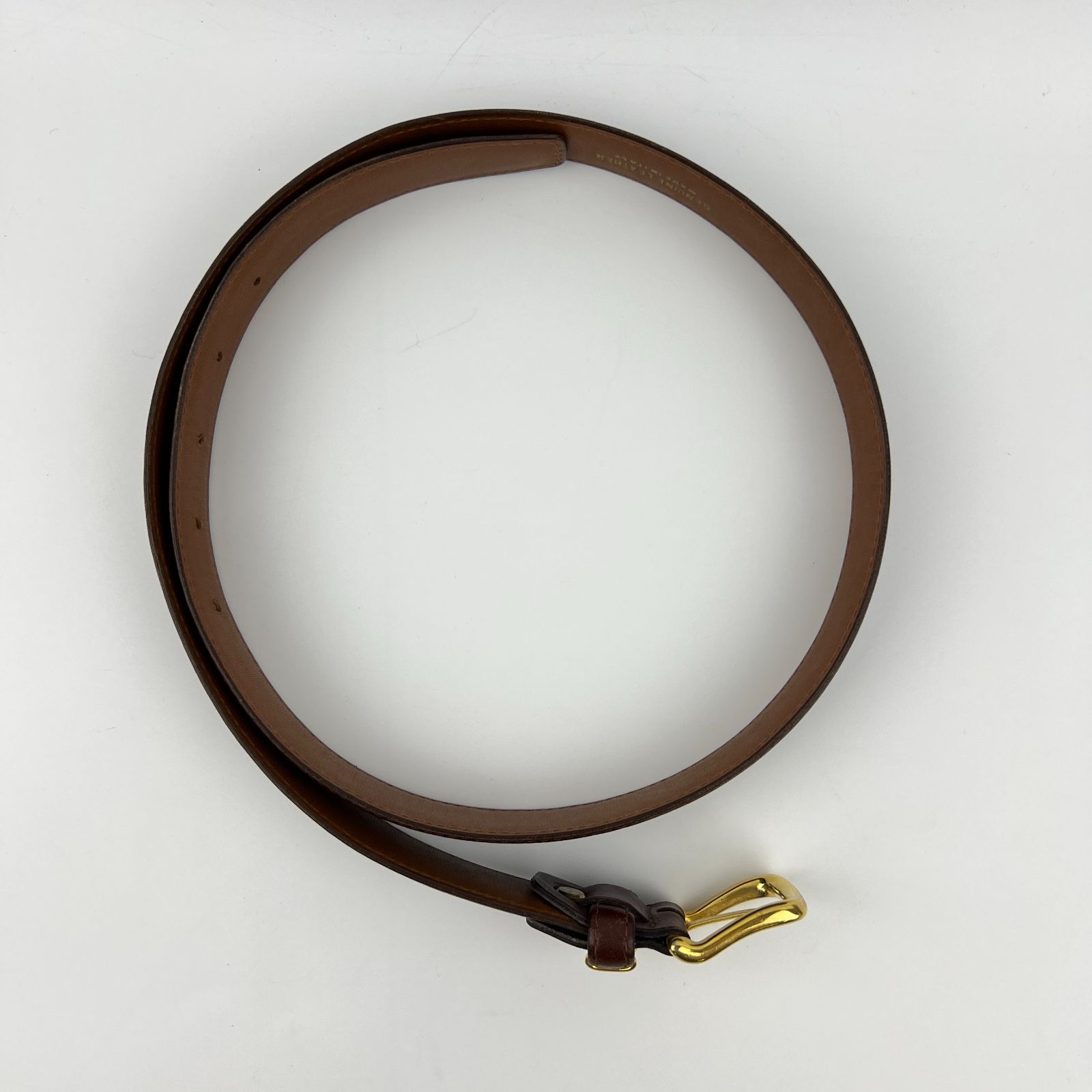 LOEWE ロエベ アナグラム ベルト レザー ブラウン ゴールド ヴィンテージ レディース HIBUOCHI VINTAGE