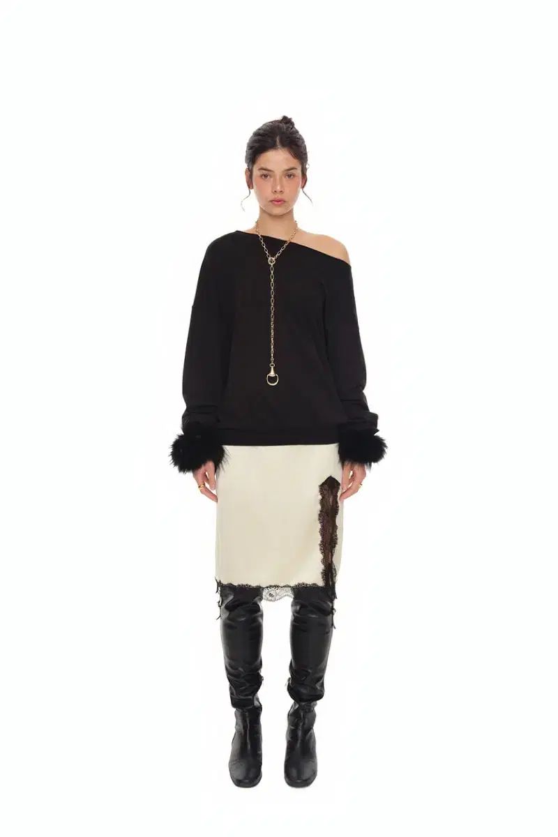 toomuchtax 투머치택스 レース ミディ スカート レモン