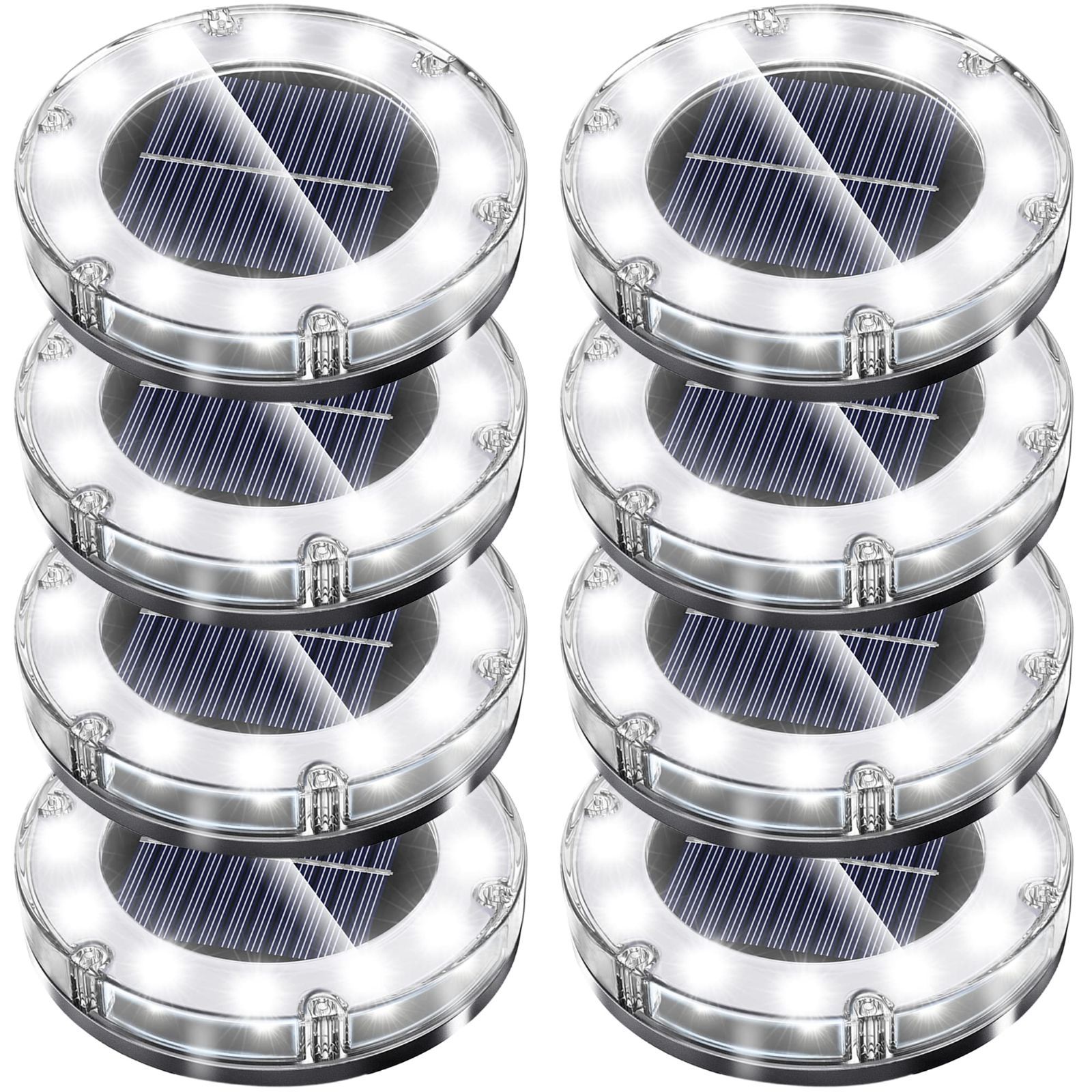 LEDガーデンライト ソーラーライト 防水600 mAh 光センサー おしゃれ 屋外 庭 ライトアップ 外構 エントランス 置き型 埋め込み式 ホワイト セット